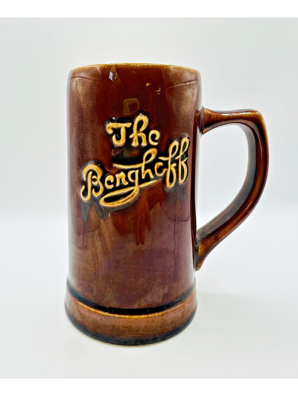 Vintage Hall The Berghoff Glazed Beer Mug Ceramic Stein Chicago IL USA 1960s
